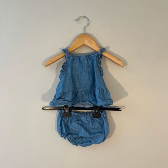 $14 ADD ON Old Navy denim tank and bloomers set Baby Gap Zara Abercrombie - Picture 1 of 2